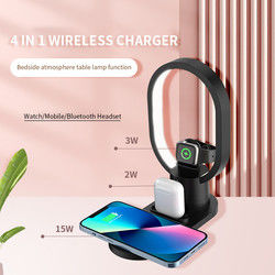 다기능 고속 퀴 LED 램프, 3인1 밤 램프 무선 충전기