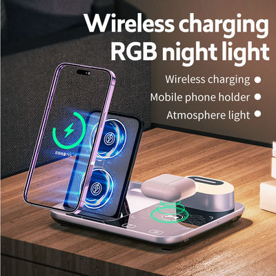 RGB Qi 무선 충전기 도크 베이스 205KHz 검은색