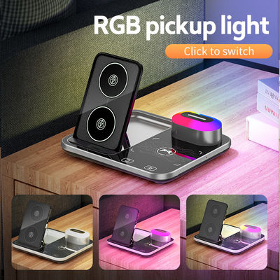RGB Qi 무선 충전기 도크 베이스 205KHz 검은색